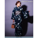菖蒲＆リーフ濃紺地浴衣3点セット 作り帯 下駄 | Tika | 詳細画像7 