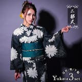 モノトーン×ダリア柄セパレート浴衣3点セット 作り帯 下駄 | Tika | 詳細画像1 