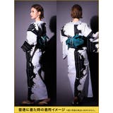 モノトーン×牡丹柄花魁浴衣5点セット 浴衣 平帯 | Tika | 詳細画像9