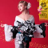 モノトーン×牡丹柄花魁浴衣5点セット 浴衣 平帯 | Tika | 詳細画像1