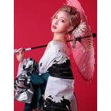 モノトーン×牡丹柄花魁浴衣5点セット 浴衣 平帯 | Tika | 詳細画像2