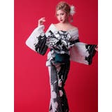 モノトーン×牡丹柄花魁浴衣5点セット 浴衣 平帯 | Tika | 詳細画像3