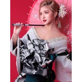 モノトーン×牡丹柄花魁浴衣5点セット 浴衣 平帯 | Tika | 詳細画像5