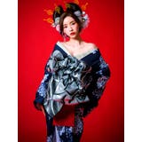 濃紺×多種グラデーションフラワー柄花魁浴衣5点セット 浴衣 平帯 | Tika | 詳細画像2