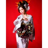 ニュアンスカラー白地×牡丹柄花魁浴衣5点セット 浴衣 平帯 | Tika | 詳細画像2