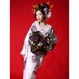 ニュアンスカラー白地×牡丹柄花魁浴衣5点セット 浴衣 平帯 | Tika | 詳細画像3