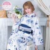 水彩ニュアンスフラワー柄ワンピース浴衣3点セット sweet浴衣 ガーリー浴衣 | Tika | 詳細画像1
