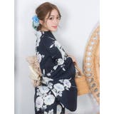 紺地×大輪朝顔浴衣3点セット 平帯 下駄 | Tika | 詳細画像5