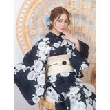 紺地×大輪朝顔浴衣3点セット 平帯 下駄 | Tika | 詳細画像6