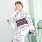 白地×薄紫グラデーション水仙柄浴衣3点セット 兵児帯 下駄 | Tika | 詳細画像1