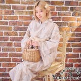 ベージュ地×大判ボタニカルリーフ浴衣3点セット 平帯 下駄 | Tika | 詳細画像1 