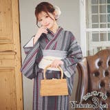 ツイード風レトロチェック浴衣3点セット 作り帯 下駄 | Tika | 詳細画像1