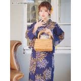 紺地×花火浴衣3点セット 作り帯 下駄 | Tika | 詳細画像3