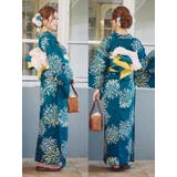 青緑地×イエロー花火浴衣3点セット 平帯 下駄 | Tika | 詳細画像5