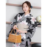 モノトーン縞模様×百合柄浴衣2点セット モダン浴衣 レトロ浴衣 | Tika | 詳細画像3 