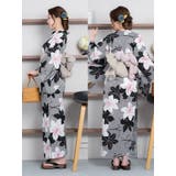 モノトーン縞模様×百合柄浴衣2点セット モダン浴衣 レトロ浴衣 | Tika | 詳細画像8 