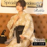 Tika 可憐なカスミソウ柄レトロモダン浴衣2点セット 浴衣 | Tika | 詳細画像1