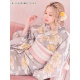 淡色大輪フラワー浴衣3点セット 作り帯 下駄 | Tika | 詳細画像2