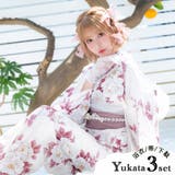 大輪牡丹柄浴衣3点セット ガーリー浴衣 sweet浴衣 | Tika | 詳細画像1
