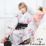 Tika ホワイト×ピンクフェミニン大輪牡丹浴衣2点セット 浴衣 | Tika | 詳細画像1