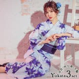 清涼カラー水彩百合柄浴衣3点セット 作り帯 下駄 | Tika | 詳細画像1 