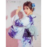 清涼カラー水彩百合柄浴衣3点セット 作り帯 下駄 | Tika | 詳細画像5 