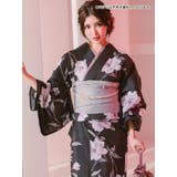 黒地×水彩百合柄浴衣3点セット 作り帯 下駄 | Tika | 詳細画像5
