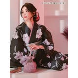 黒地×水彩百合柄浴衣3点セット 作り帯 下駄 | Tika | 詳細画像6