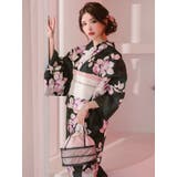 ニュアンス椿×モノトーン浴衣3点セット 平帯 下駄 | Tika | 詳細画像3 