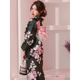 ニュアンス椿×モノトーン浴衣3点セット 作り帯 下駄 | Tika | 詳細画像2