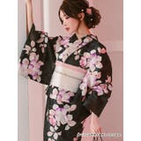 ニュアンス椿×モノトーン浴衣3点セット 作り帯 下駄 | Tika | 詳細画像4
