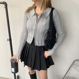 グレー | ダブルZIP襟付きニットトップス | non-hedge 