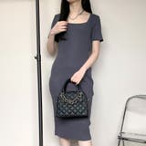 チャコール | スクエアネックリブニットワンピース | non-hedge