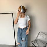 刺繍ロゴスクエアネックチビTシャツ | non-hedge  | 詳細画像2 