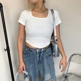 刺繍ロゴスクエアネックチビTシャツ | non-hedge  | 詳細画像3 