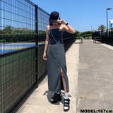 チャコール | スリットロングキャミワンピース | non-hedge 