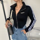 ★WEB限定★ラインZIPスタンドプレート付きショートトップス | non-hedge  | 詳細画像1 