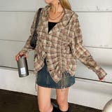 ベージュ | チェックフードドロストシャツ | non-hedge