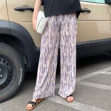 パープル | セルフカット柄プリーツパンツ | non-hedge