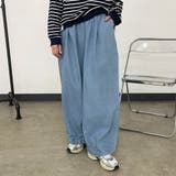 サックスブルー | デニム裾ドロストイージーパンツ | non-hedge 