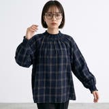 ネイビー | チェックスモッキングプルオーバー | non-hedge