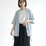 サックスブルー | ストライプ半袖シャツジャケット | non-hedge 