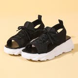 ブラック | ★WEB限定★レースアップメッシュスポーツサンダル | non-hedge 