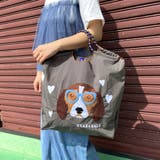 チャコールグレー | ドッグ刺繍コードハンドルトートバッグ | non-hedge