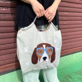 ライトグレー | ドッグ刺繍コードハンドルトートバッグ | non-hedge