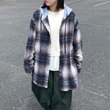 ネイビー | フードチェックシャツ | non-hedge