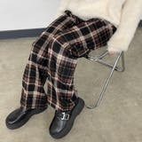 ブラウン | チェックワイドパンツ | non-hedge 