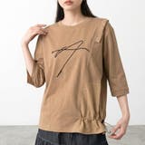 キャメル | 刺繍フリルドローコード7分袖プルオーバー | non-hedge 