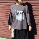 袖フリルネコプリントプルオーバー | non-hedge | 詳細画像1