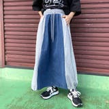 グレー | デニム切替ラインスカート | non-hedge